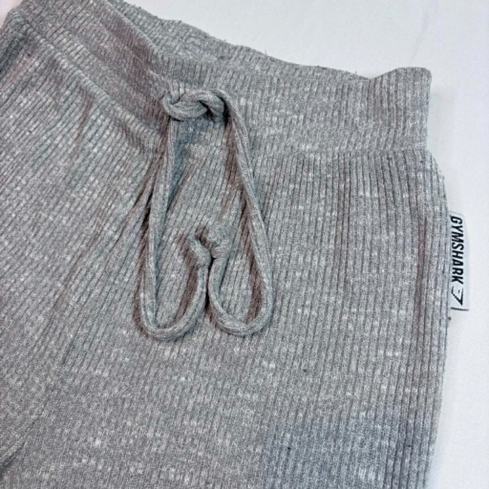Gymshark Womens Ribbed Knit Lounge Pants Gray Drawstring Slounge Pajama Sweats